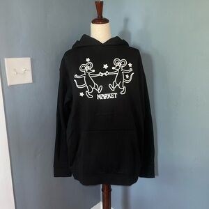 NWOT Market Studios,Black Hoodie with mice Graphic, size small, oversized.